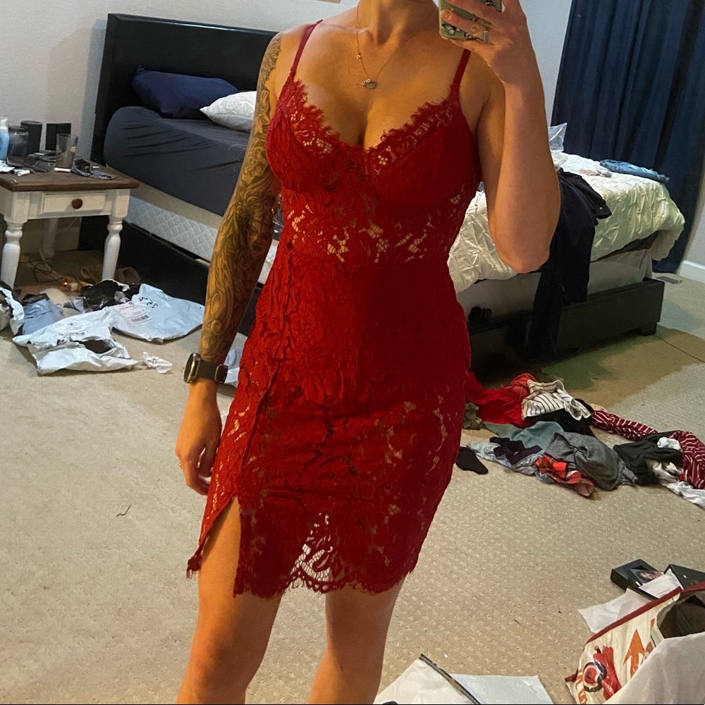 Red lace fashion nova dress